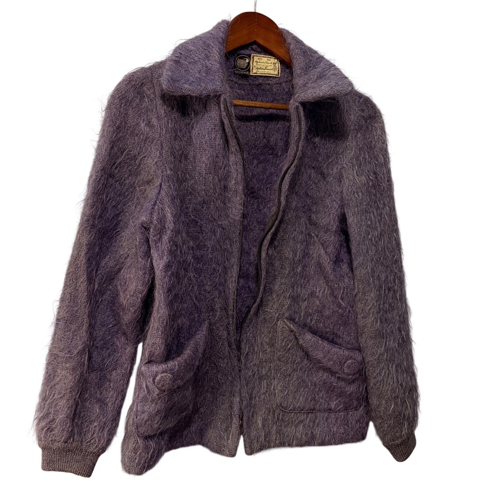 Vintage Andrew Stewart Mohair Wool Jacket Purple Woven Scotland